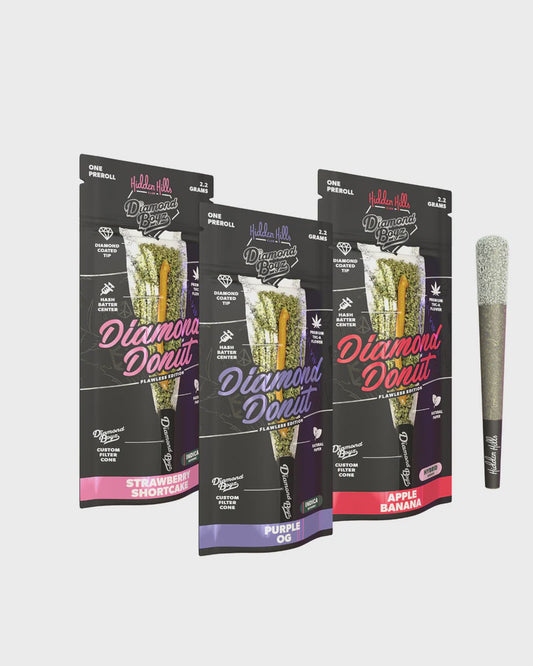 HIDDEN HILLS DIAMOND BOYZ Diamond Donut THC-A 2.2g PreRoll WATERMELON BUBBLEGUM HYBRID