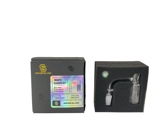 SENSE GLASS QUARTZ BANGER KIT 14mm male 90° (14mmTerpBall+6mm TerpPearls)