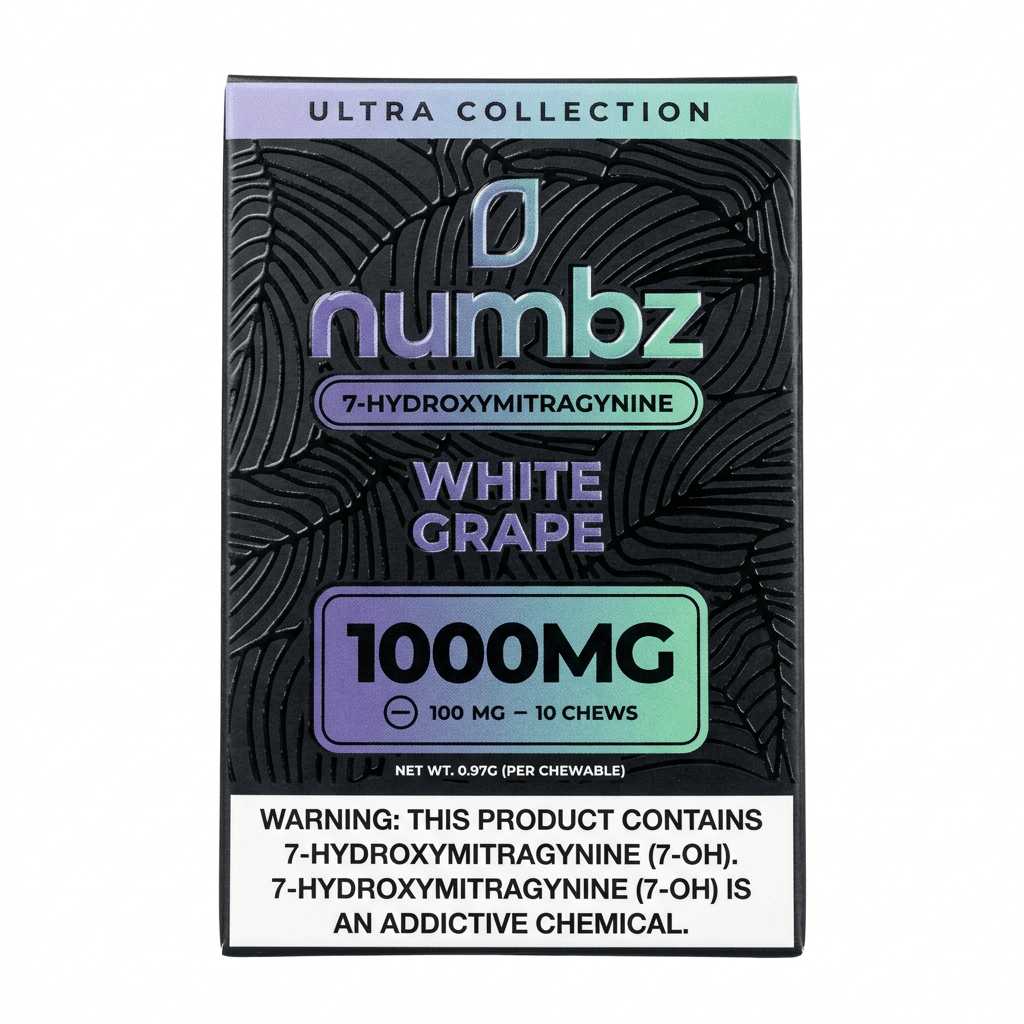 NUMBZ 7OH 1000MG  10 CHEWS WHITE GRAPE