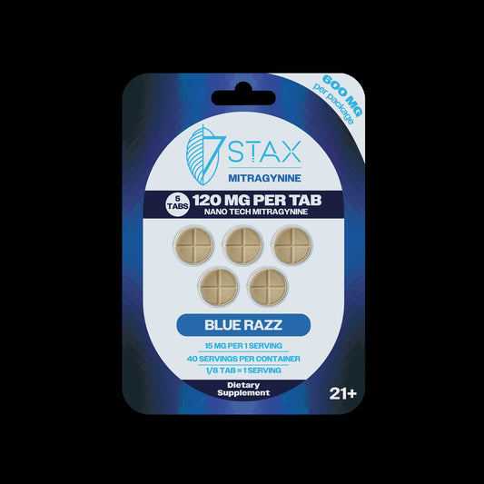 7 STAX BLUE RAZZ 5 CT 120 MG PER TAB