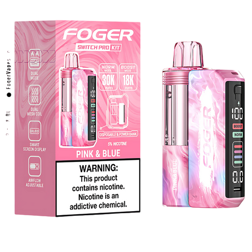 FOGER SWITCH PRO 30000 Puffs DISPOSABLE Kit 5/Pk TxC PINK & BLUE