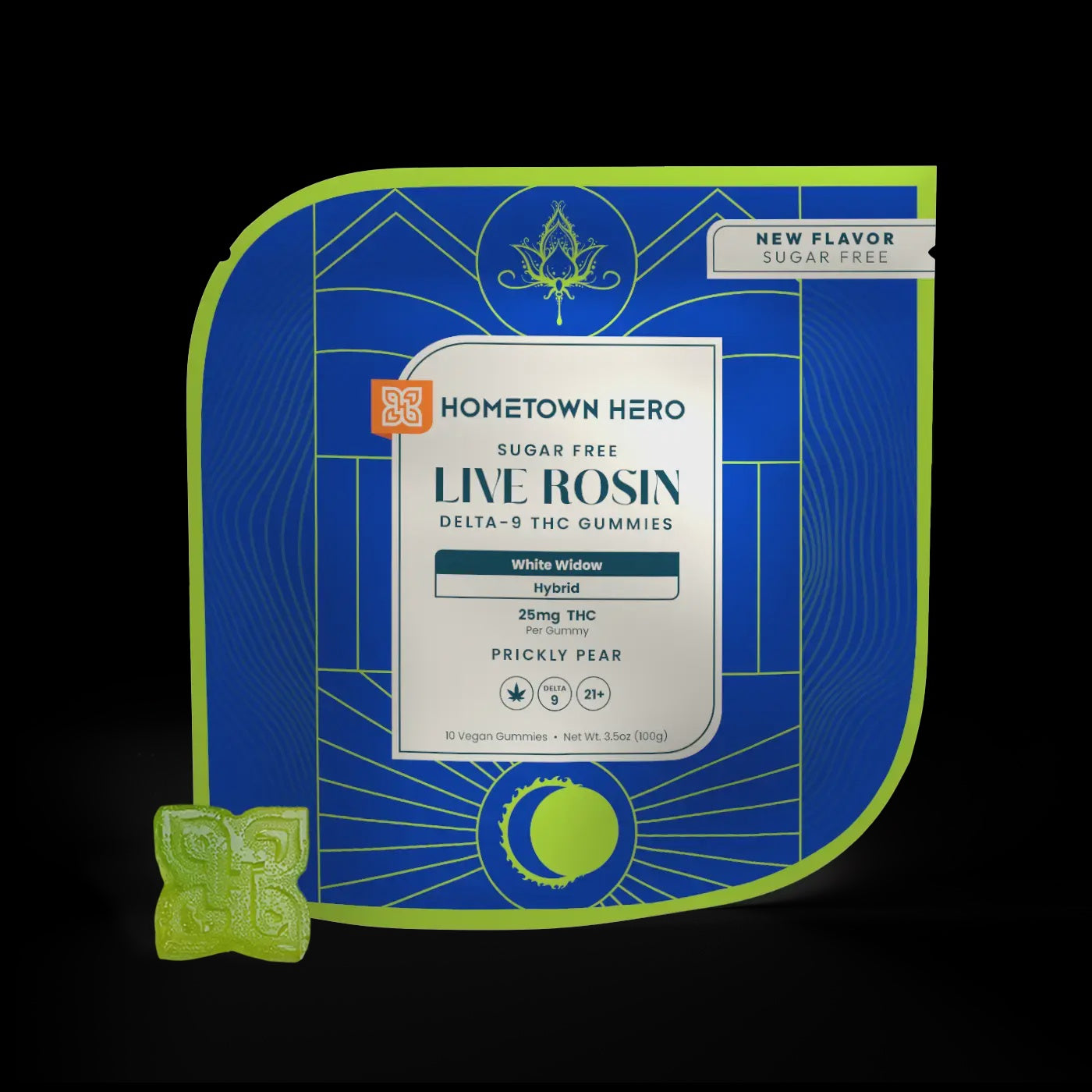 HOMETOWN HERO D9 LIVE RESIN GUMMIES 25MG 10CT WHITE WIDOW HYBRID