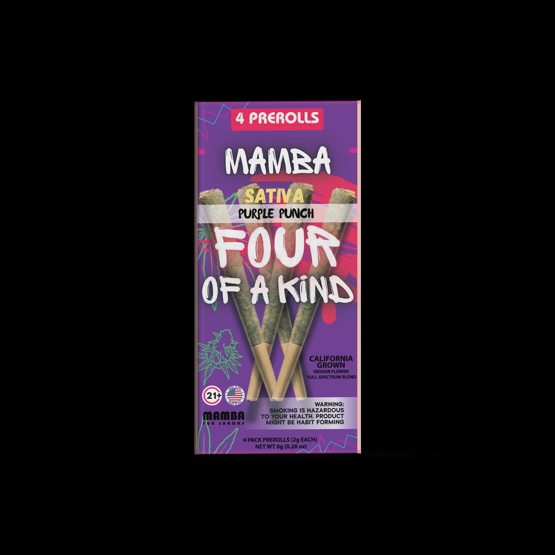 MAMBA FOUR OF A KIND 2G PREROLLS 4PK 10CT  PURPLE PUNCH - SATIVA