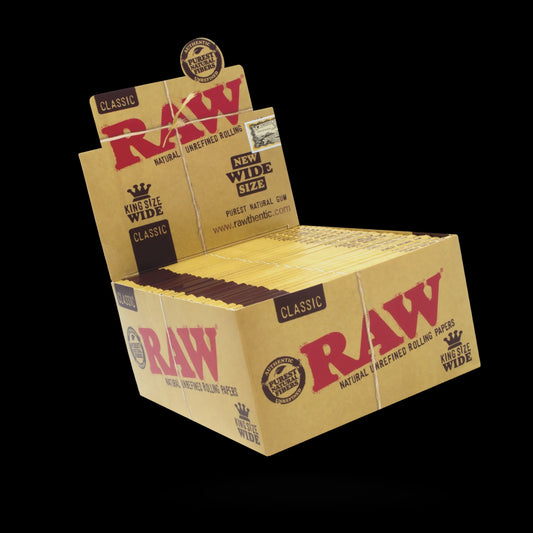 RAW CLASSIC ROLLING PAPERS KING SIZE WIDE 50 PER BOX