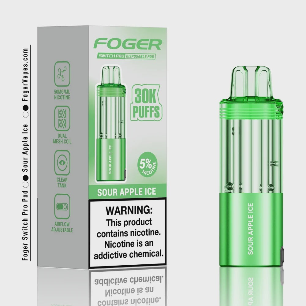 FOGER SWITCH PRO 30K PUFFS 5PK DISPOSABLE POD SOUR APPLE ICE