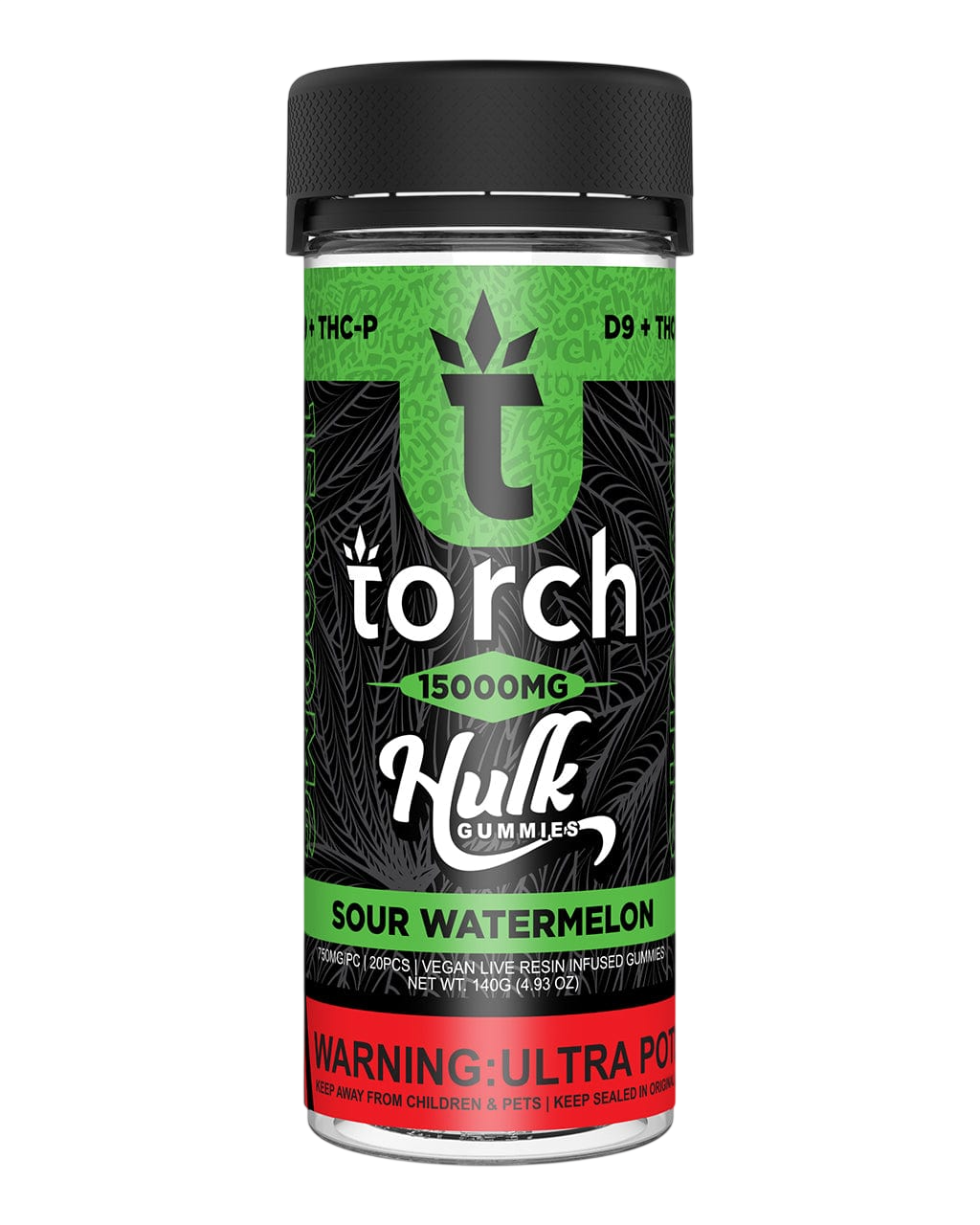 TORCH HULK D9+THC-P 15000mg GUMMIES 20/Jar SOUR WATERMELON